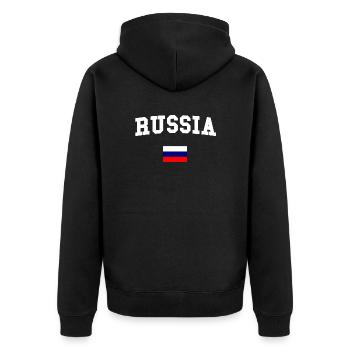 RUSSIA - Unisex Premium Organic Zip Hoodie - black - Back - Nico (187cm)