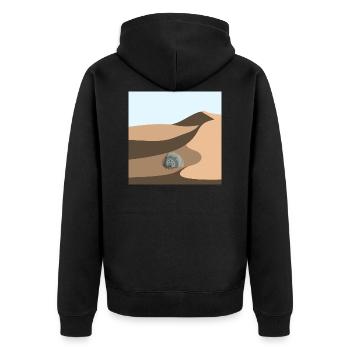 Düne - Unisex Premium Bio Zip Hoodie - Schwarz - Hinten - Nico (187cm)