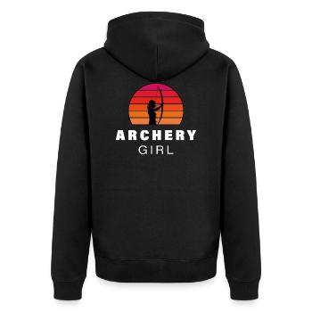 Archer motif silhouette - Unisex Premium Organic Zip Hoodie - black - Back - Nico (187cm)