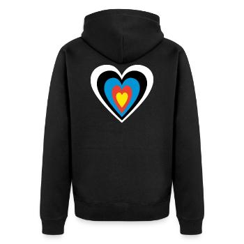 Heart target archery motif - Unisex Premium Organic Zip Hoodie - black - Back - Nico (187cm)