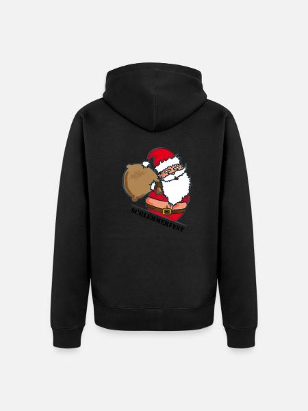 Fat Santa Claus with sack - Unisex Premium Organic Zip Hoodie - black