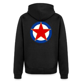 SFRJ - Unisex Premium Bio Zip Hoodie - Schwarz - Hinten - Nico (187cm)
