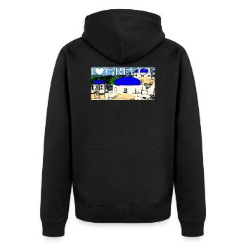 greece Greece Santorini - Unisex Premium Organic Zip Hoodie - black - Back - Nico (187cm)