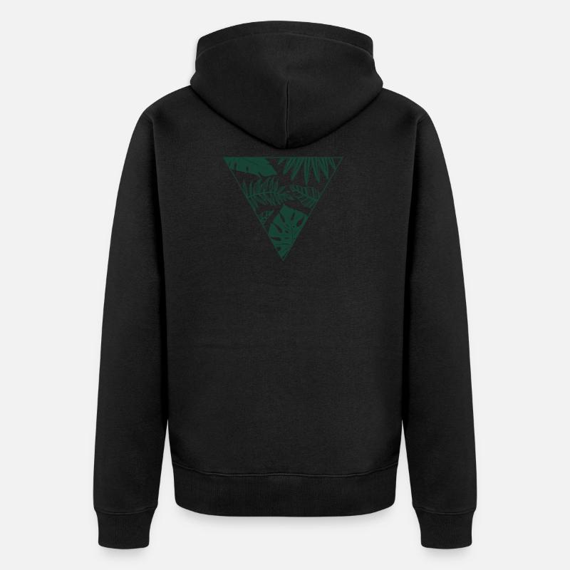Monstera, triangle, feuilles, jungle, été - Veste à capuche bio Premium Unisexe - noir