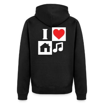 J'aime la musique House - Veste à capuche bio Premium Unisexe - noir - Dos - Nico (187cm)