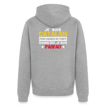 Catalan cadeau drôle Espagne - Veste à capuche bio Premium Unisexe - gris chiné - Dos - Nico (187cm)