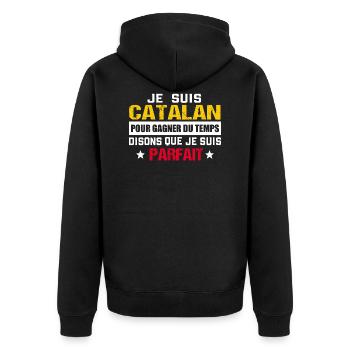 Catalan cadeau drôle Espagne - Veste à capuche bio Premium Unisexe - noir - Dos - Nico (187cm)