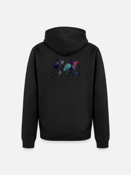 world map with oceans - Unisex Premium Organic Zip Hoodie - black