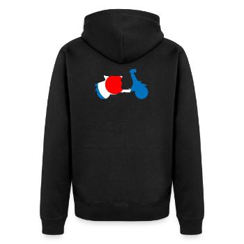 Roundel Target 60s Motor Scooter - Unisex Premium Organic Zip Hoodie - black - Back - Nico (187cm)