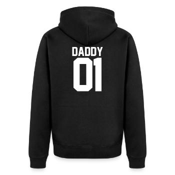 Daddy 01 - Unisex Premium Organic Zip Hoodie - black - Back - Nico (187cm)