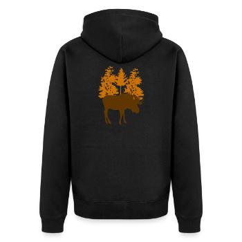 Elch - Unisex Premium Bio Zip Hoodie - Schwarz - Hinten - Nico (187cm)