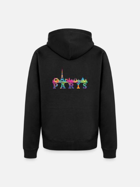 Paris Skyline Impression Souvenir Geschenkidee - Unisex Premium Bio Zip Hoodie - Schwarz