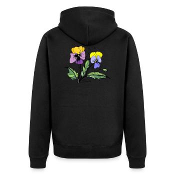 Blumen - Unisex Premium Bio Zip Hoodie - Schwarz - Hinten - Nico (187cm)
