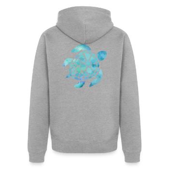 Meeresschildkröte Aquarellblau - Unisex Premium Bio Zip Hoodie - Grau meliert - Hinten - Nico (187cm)