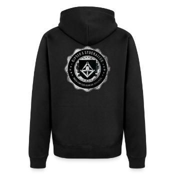 Gipser, Stuckateur, Handwerk, Zunftwappen - Unisex Premium Bio Zip Hoodie - Schwarz - Hinten - Nico (187cm)