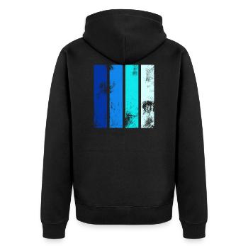 Rayures rétro bleu - Veste à capuche bio Premium Unisexe - noir - Dos - Nico (187cm)