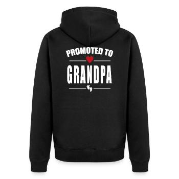 promoted to grandpa - Unisex Premium Organic Zip Hoodie - black - Back - Nico (187cm)
