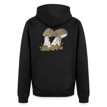 Pilze - Unisex Premium Bio Zip Hoodie - Schwarz - Hinten - Nico (187cm)