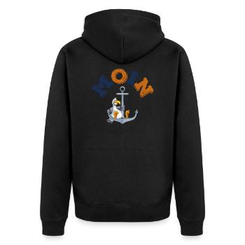 anker möwe moin comic - Unisex Premium Bio Zip Hoodie - Schwarz - Hinten - Nico (187cm)