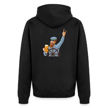 kapitän seemann comic bier - Unisex Premium Bio Zip Hoodie - Schwarz - Hinten - Nico (187cm)