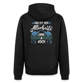 Bester Opa und Koch - Unisex Premium Bio Zip Hoodie - Schwarz - Hinten - Nico (187cm)