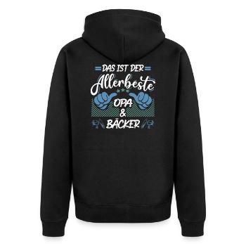 Bester Opa und Bäcker - Unisex Premium Bio Zip Hoodie - Schwarz - Hinten - Nico (187cm)