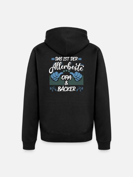 Bester Opa und Bäcker - Unisex Premium Bio Zip Hoodie - Schwarz