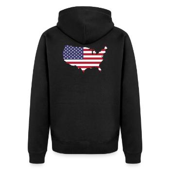 Amerikanische Flagge - Unisex Premium Bio Zip Hoodie - Schwarz - Hinten - Nico (187cm)