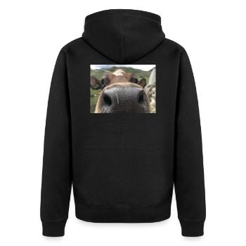 Cow nose - Unisex Premium Organic Zip Hoodie - black - Back - Nico (187cm)