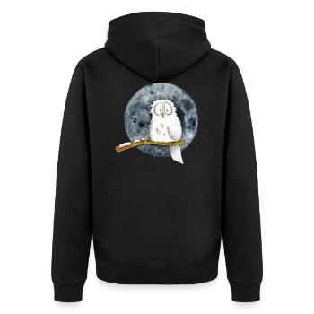 The Snowy Owl - Unisex Premium Organic Zip Hoodie - black - Back - Nico (187cm)