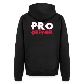 Pro Driver - Unisex Premium Bio Zip Hoodie - Schwarz - Hinten - Nico (187cm)