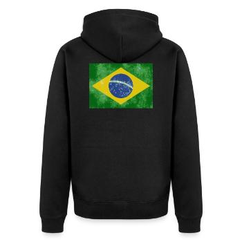 Brazil - Unisex Premium Organic Zip Hoodie - black - Back - Nico (187cm)