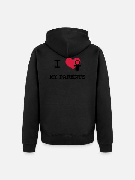 ich liebe meine Eltern - Unisex Premium Bio Zip Hoodie - Schwarz