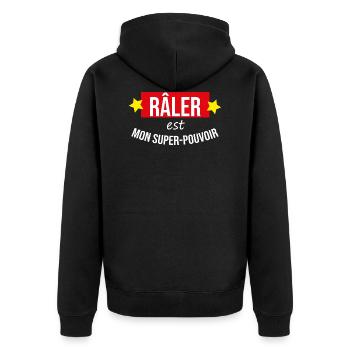 Râler est mon super pouvoir - Veste à capuche bio Premium Unisexe - noir - Dos - Nico (187cm)