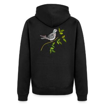 Vogel - Unisex Premium Bio Zip Hoodie - Schwarz - Hinten - Nico (187cm)