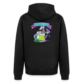 Basil Gin Smash + Drache = Dragin Basil Smash - Unisex Premium Bio Zip Hoodie - Schwarz - Hinten - Nico (187cm)