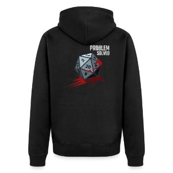 D20 Würfel - Problem solved - Unisex Premium Bio Zip Hoodie - Schwarz - Hinten - Nico (187cm)