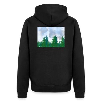 Landscape Scenery Watercolor Forest on a Cloudy - Unisex Premium Organic Zip Hoodie - black - Back - Nico (187cm)