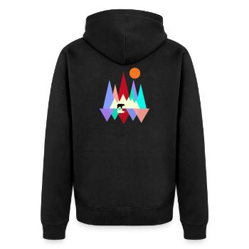 Natur Wandern Berge Wildnis Bergsteigen Outdoor - Unisex Premium Bio Zip Hoodie - Schwarz - Hinten - Nico (187cm)