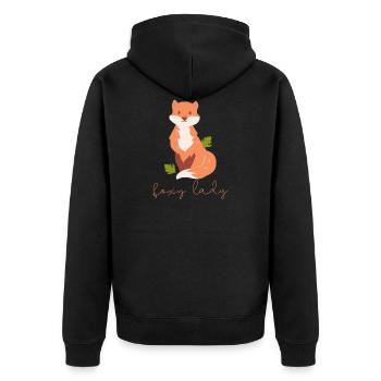 Fuchsliebhaber Geschenk Foxy Lady - Unisex Premium Bio Zip Hoodie - Schwarz - Hinten - Nico (187cm)