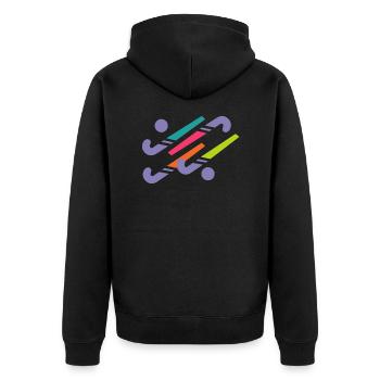 Hockeyschläger - Unisex Premium Bio Zip Hoodie - Schwarz - Hinten - Nico (187cm)