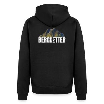 Bergretter #FOUR - Unisex Premium Bio Zip Hoodie - Schwarz - Hinten - Nico (187cm)