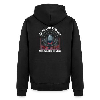 Véritable animateur radio, idée cadeau radios - Veste à capuche bio Premium Unisexe - noir - Dos - Nico (187cm)