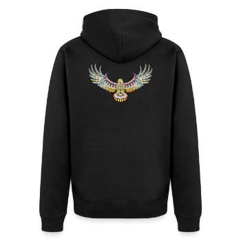 Adlergeschenk - Unisex Premium Bio Zip Hoodie - Schwarz - Hinten - Nico (187cm)