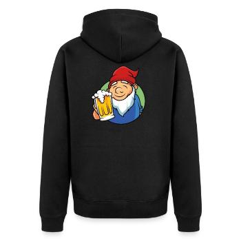 gartenzwerg bier zwerg - Unisex Premium Bio Zip Hoodie - Schwarz - Hinten - Nico (187cm)