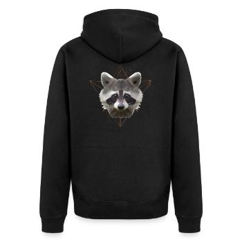 Low Poly Art Raccoon Racoon Cool Polygon - Unisex Premium Organic Zip Hoodie - black - Back - Nico (187cm)