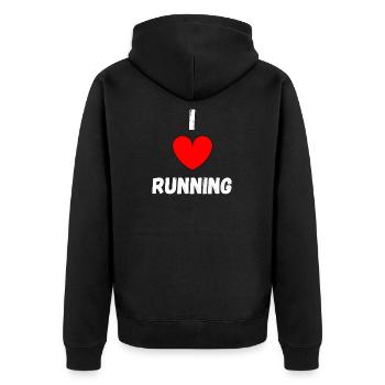 T-shirt I LOVE RUNNING HUMOR RUNNING GIFT - Unisex Premium Organic Zip Hoodie - black - Back - Nico (187cm)
