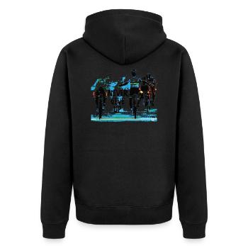 Gib niemals auf - Radfahren - Unisex Premium Bio Zip Hoodie - Schwarz - Hinten - Nico (187cm)