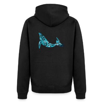Maori Buckelwal Polynesien Tribal Tattoo Geschenk - Unisex Premium Bio Zip Hoodie - Schwarz - Hinten - Nico (187cm)