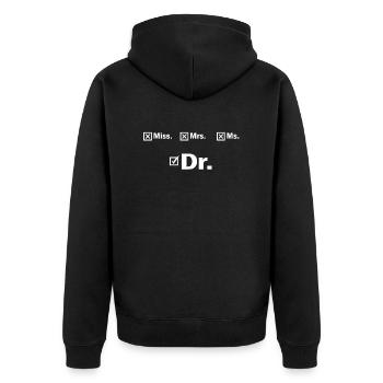 Doktor Phd Student Uni Geschenk - Unisex Premium Bio Zip Hoodie - Schwarz - Hinten - Nico (187cm)